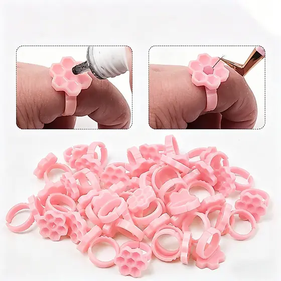 50/200 Pcs Anel Batoque Formato de Favo de Mel Descartável Cola Micropigmentação Henna Cílios Sobrancelhas