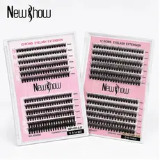 New Show Cílios Postiços Tufo Volume 10P/20P/30P/40P/50P/60P D Curl 9-14mm Mix - Extensão Profissional
