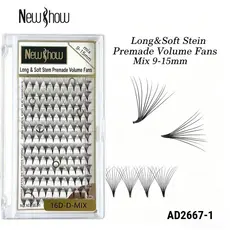 New Show Cílios Long&Soft Stem Premade Volume Fans Mix 9 - 15mm/Extensão de Cilios Alongamento