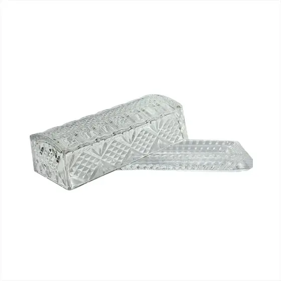 Manteigueira de Vidro Porta Manteiga com Tampa 17 cm Para Cozinha Home Collection Retangular
