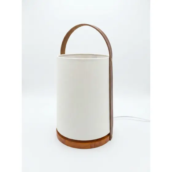 Abajur Luminária Estilo Coreano Minimalista Madeira e Algodão Cru