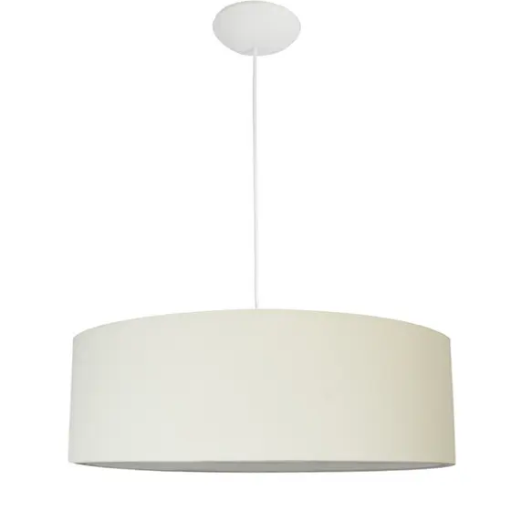 Pendente Cilíndrico Algodão 50x50x20cm | Luminária Teto Sala Quarto Mesa Jantar