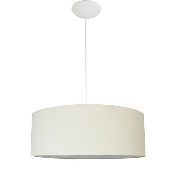 Pendente Cilíndrico Algodão 40x40x20cm Cúpula Teto Sala Quarto Mesa Jantar