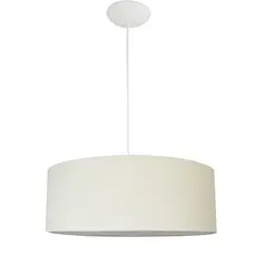 Pendente Cilíndrico Algodão 40x40x20cm Cúpula Teto Sala Quarto Mesa Jantar