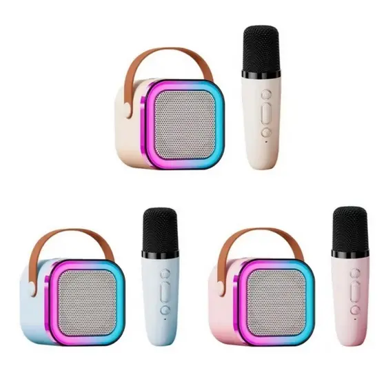 10PCS: K12 Caixa de som sem fio com microfone Karaokê, Mini Alto-falante Bluetooth portátil de Karaoke com 1  Microfo