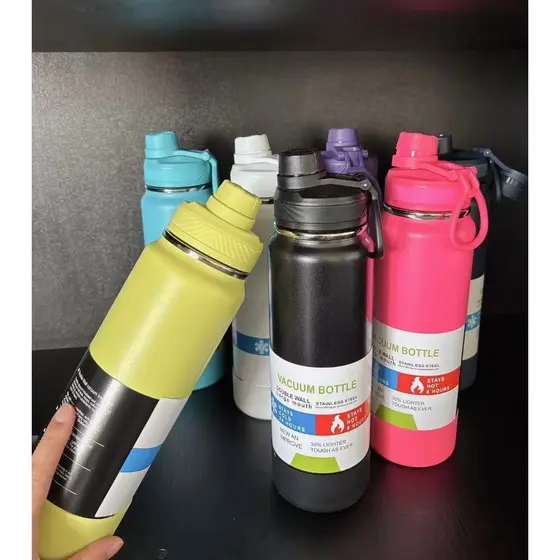 Garrafa térmica inox 600Ml/800ML/1000MLportátil com bico duplo com silicone
