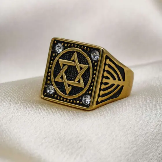 Anel Estrela de Davi - Dedeira de Moeda Antiga Estrela de Salomão - Garantia Eterna na Cor! Idêntico