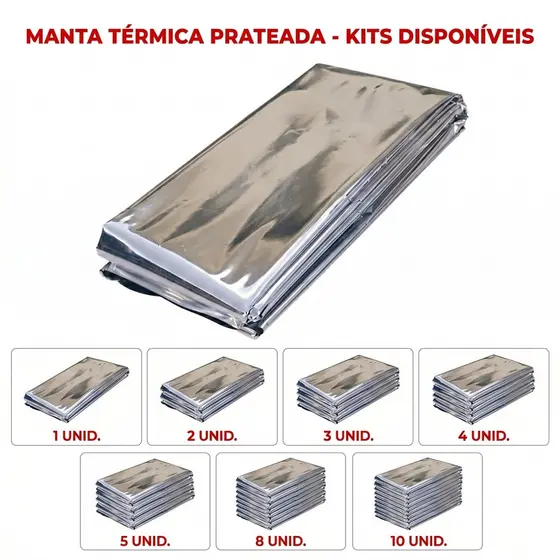 Cobertor Manta Térmica Aluminizado para Resgate, Emergência Camping 2,10 x 1,40m