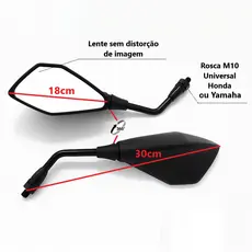 Par Retrovisor Espelho Modelo Kawasaki Z400 Moto Universal Rosca Honda ou Yamaha Ajustável Premium