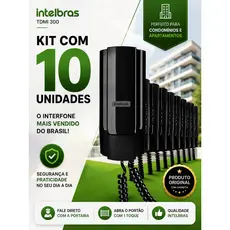 Interfone TDMI 300 Preto Intelbras KIT 10 unidades para Apartamento Condomínio e Casa