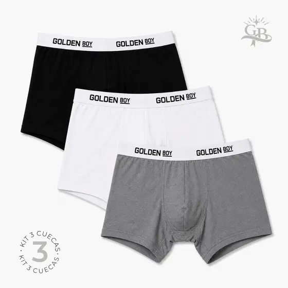 Kit 3 Cuecas Masculinas Boxer Box Lisas Microfibra Forro 100% Algodão Confortável