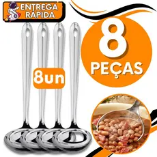 KIT 8 Concha Feijão Sopa Caldos Caldinho  Feijoada Aço Inox Premium Utensilio para Casa Cozinha Restaurante Bar