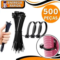 JOGO 500 Enforca Gato Cinta Plástica Nylon Abraçadeira Lacre Plástica Organizador Preto Várias Medidas Profissional