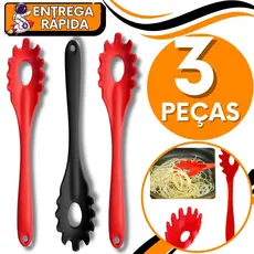 KIT 3 Pegador de Massa Silicone Macarrão Salada Resistente Não Risca Panela Prático Higiênico Casa Restautrante Pizzaria