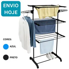Varal De Chão 3 Andares Roupa Calcinha Apartamento Grade Dobrável Portátil Com Rodinhas Organização