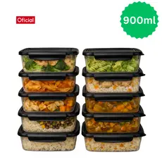 Potes Marmita 900ml com Trava Lateral BPA Free Reutilizável para Congelar e Organizar Alimentos