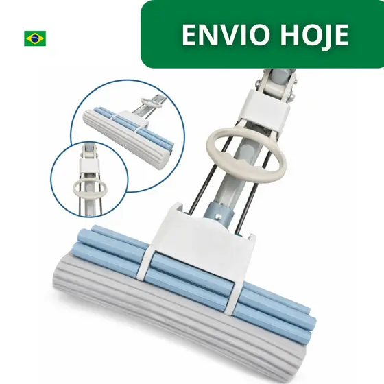 Mop Esponja 2 em 1 Rodo Com Espuma Enxuga e Varre Esfregão Rodo Mágico