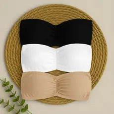 Kit 2 Sutiãs Tomara que Caia Top Faixa com Bojo Sem Alça Conforto Sustentação Bustiê Feminino Dia