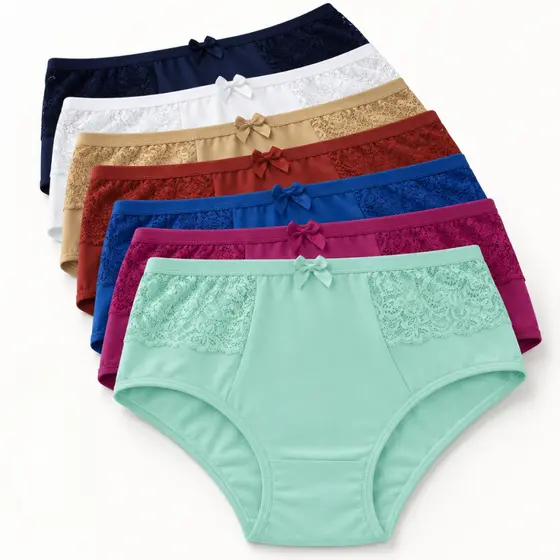 Kit Calcinha Cintura Alta Hot Pant Microfibra com Renda Modeladora Confortável Cós Alto Feminina