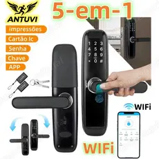 5-em-1 Fechadura Eletrônico Digital Biométrica Wi-fi Com Tuya App