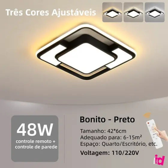 Luminária Teto Plafon Led Sobrepor Moderna 3 Em 1 Quadrado（42*42*6cm）