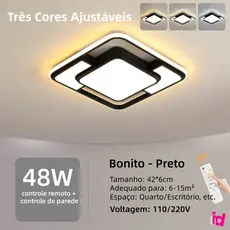 Luminária Teto Plafon Led Sobrepor Moderna 3 Em 1 Quadrado（42*42*6cm）