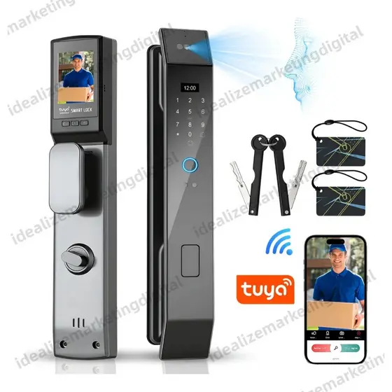 Fechadura Eletronica Inteligente Com Wifi Tuya E Facial 3d Preto