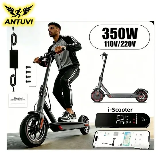 Patinete Elétrico 350W  120kg 25km de Autonomia Motor 30km/h, Dois Tipos de Freios