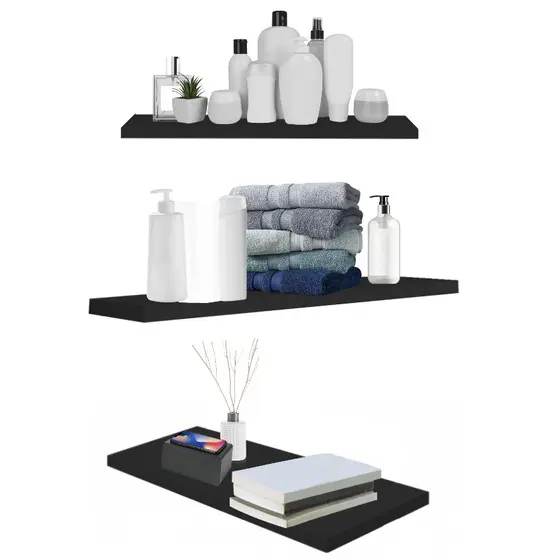 Prateleiras Retas 60X20 cm Preto ou Branco   P/ Decoração , Parede , Cozinha, Sala e Quarto