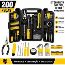 Kit 200/11 Pcs Jogo De Ferramentas Completo C/Soquetes Chaves Maleta
