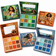 Paleta de Sombras Girl World 12 Cores Matte e Cintilante Com Espelho Verde Azul Laranja