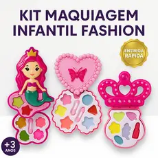 Brinquedo Kit Maquiagem Infantil Linha Fashion - Donut, Sereia, Coroa e Coração Fashion