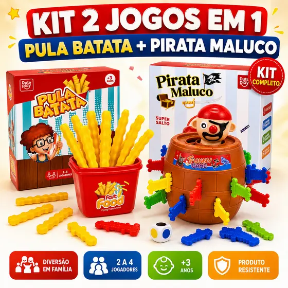 Kit Brinquedos Pula Batata + Pirata Maluco Jogo Infantil Divertido Crianças Família 3 Anos