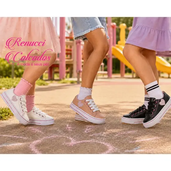 Tênis Baby Infantil Casual Menina com Coração – Leve e Confortável