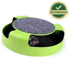 Arranhador com Brinquedo p/ Gato Interativo Pegue o Rato Giratório Anti Estresse Resistente Durável