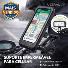 Suporte De Celular Para Moto Bike Impermeável 360° Com Trava Guidão Seguro Prova Dágua