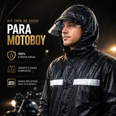 Conjunto Capa de Chuva Motoqueiro Impermeável Jaqueta Refletiva com Capuz ,Viseira e Calça