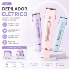 Aparador Feminino 2 em 1 Depilador Elétrico USB Recarregável LED Para Corpo Rosto Bikini Azul Rosa