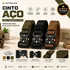 Cinto Nylon Masculino 125cm Ajustável com Fivela Liga de Zinco Engate Rápido Jeans Cargo Trabalho