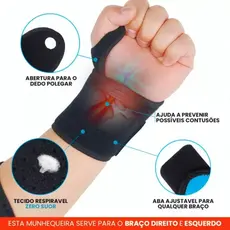 Munhequeira Para Tendinite Órtese Ajustável Neoprene Pulso