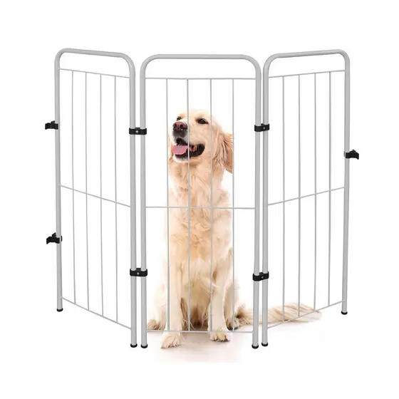 Cercado Dobrável Pet Cães Gatos Coelhos 98cm 3 Módulos Utilyse Branco Preto Separador de Ambientes
