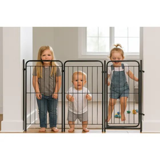 Cercado 2 Módulos Portão 83cm Utilyse Branco Preto Chiqueirinho para Bebes e Pets Cães Coelhos Gatos