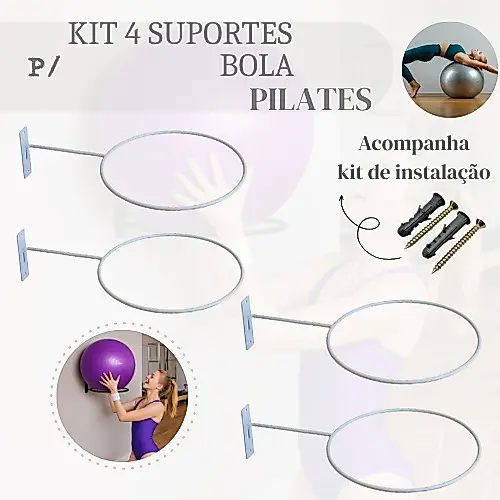 KIT 04 SUPORTE DE BOLA SUIÇA, PILATES,YOGA-REFORÇADO+ BUCHAS E PARAFUSOS