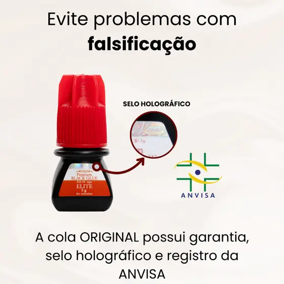 Cola para Extensão de Cílios Elite HS10 3ml Preta Secagem 3 a 5 Segundos Profissional
