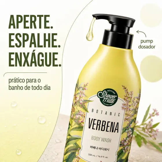 Sabonete Corporal Verbena 500ml Importado Coreano Shower Mate Botanic Aroma Suave