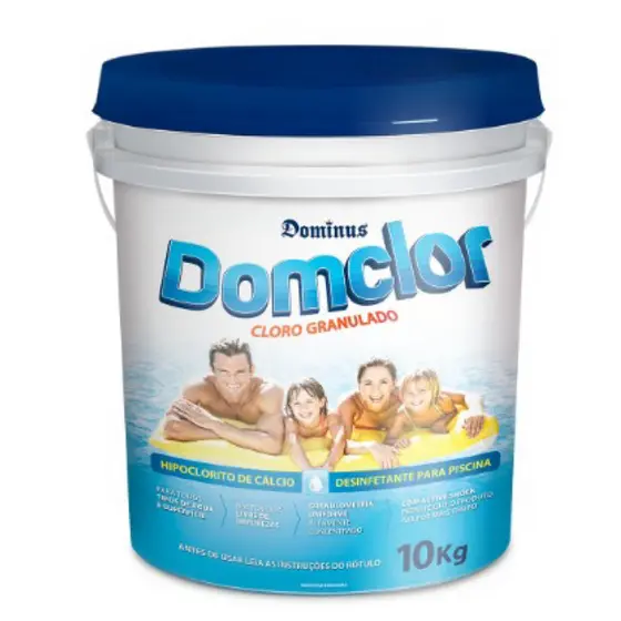 Cloro para Piscina Granulado Domclor Hipoclorito 65% Tradicional 10kg Balde