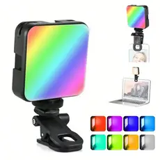 Luz LED RGB Portátil de Preenchimento com Clip – Iluminação Perfeita para Selfies, Vídeos e Lives