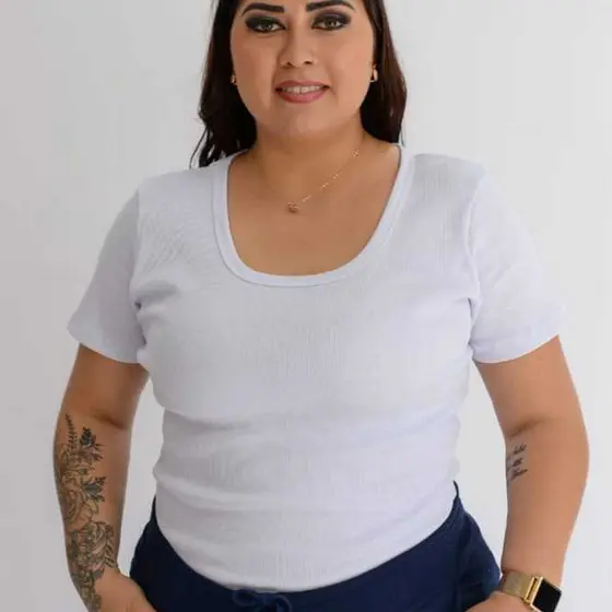 Blusa Feminina Plus Size Manga Canelada Algodão Maciez Caimento Perfeito