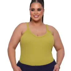 Regata Feminina Alça Canelada Plus Size Blusa Algodão Básica G1 G2