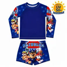 Kit Praia Infantil Masculino UV50+ Camisa Manga Longa + Sunga